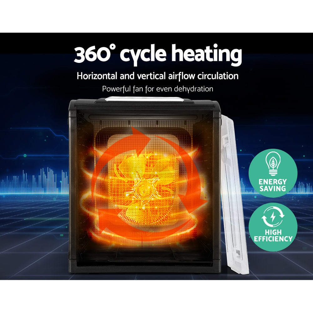 Devanti 9-Tray Stainless Steel Food Dehydrator Commercial Beef Jerky Maker Fruit Dryer Black