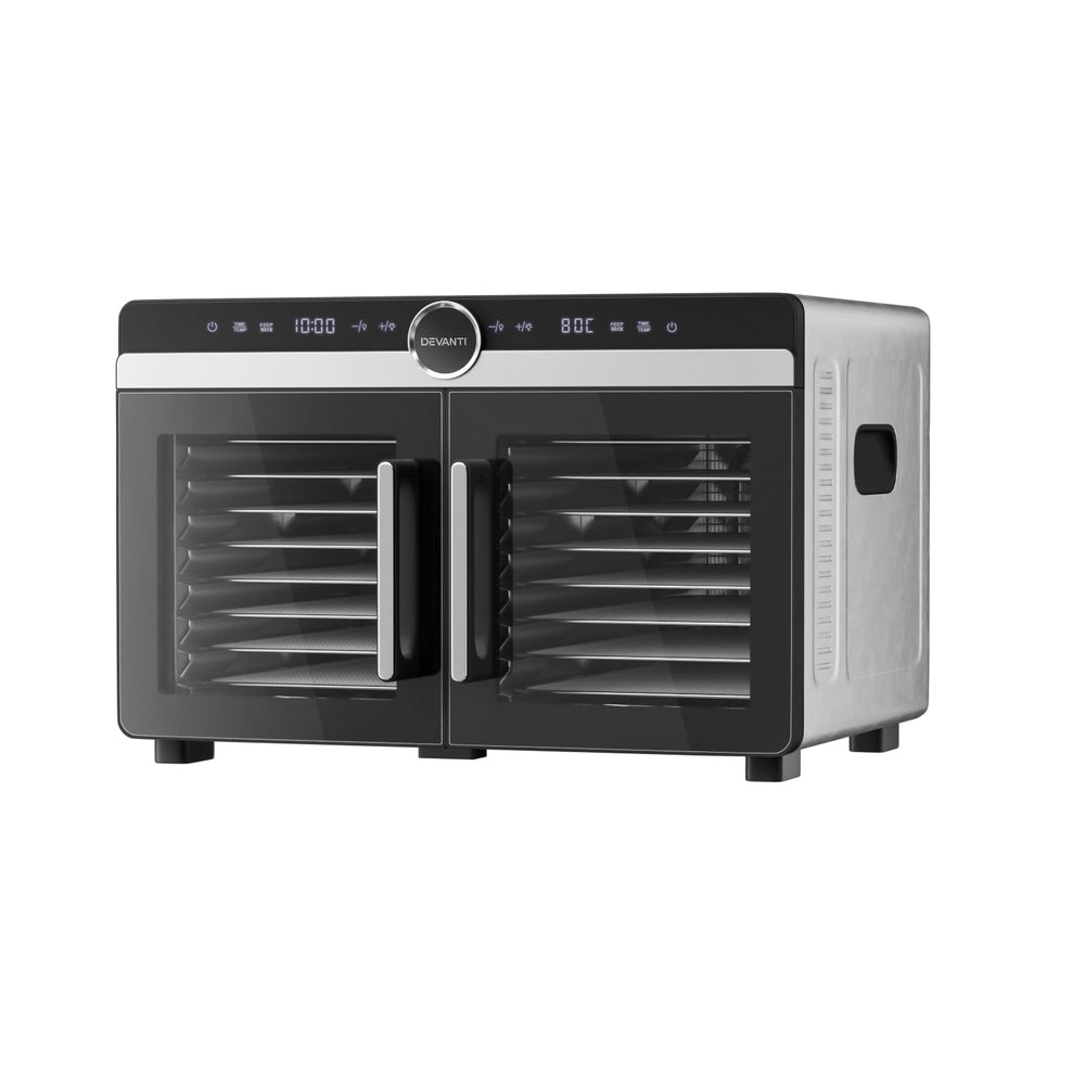 Devanti 16-Tray Dual-Zone Stainless Steel Food Dehydrator Fruit & Jerky Dryer