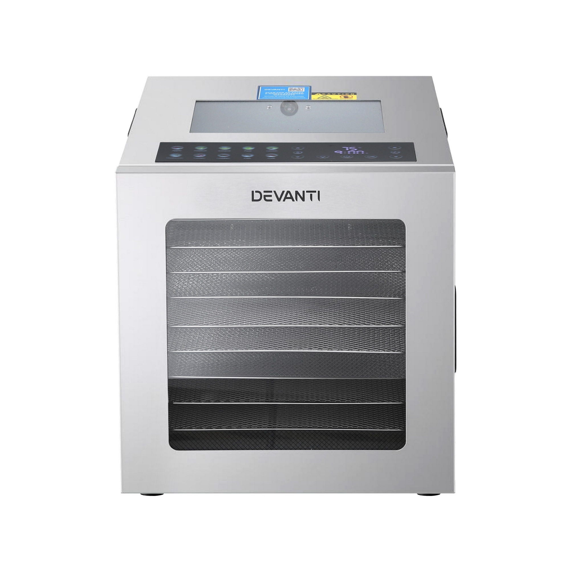 Devanti 10-Tray Stainless Steel Food Dehydrator with Glass Door & Preset Programs