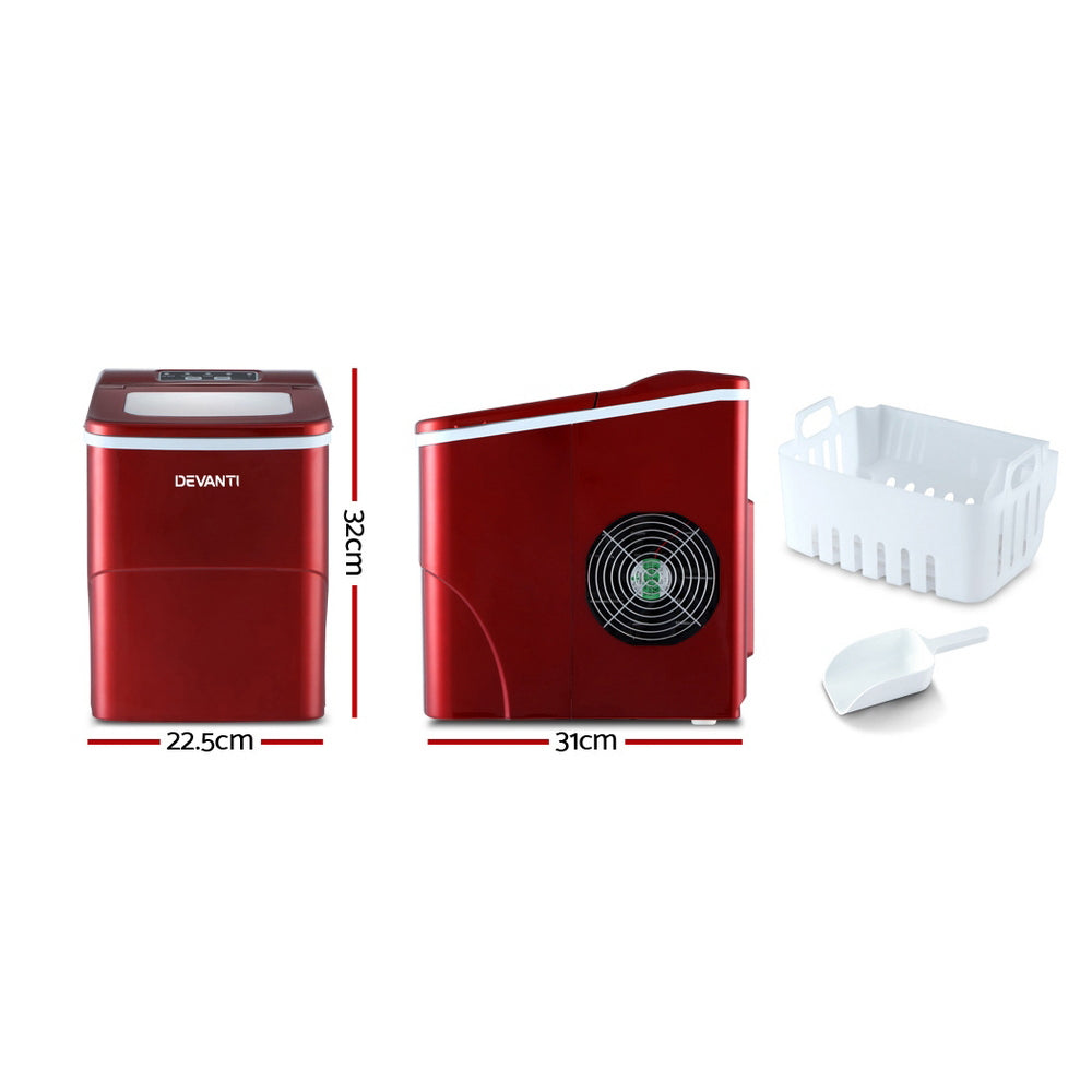Devantii Portable Ice Cube Machine 2L - Red