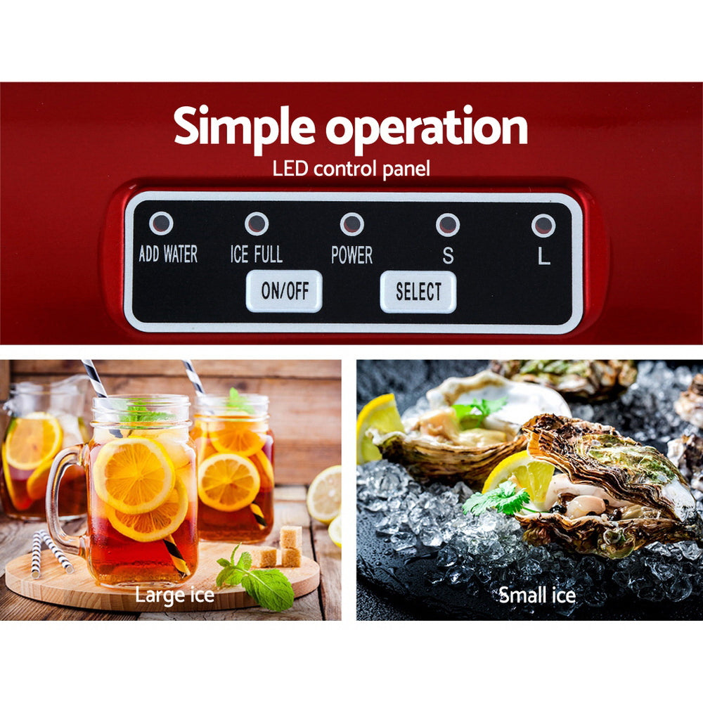 Devantii Portable Ice Cube Machine 2L - Red