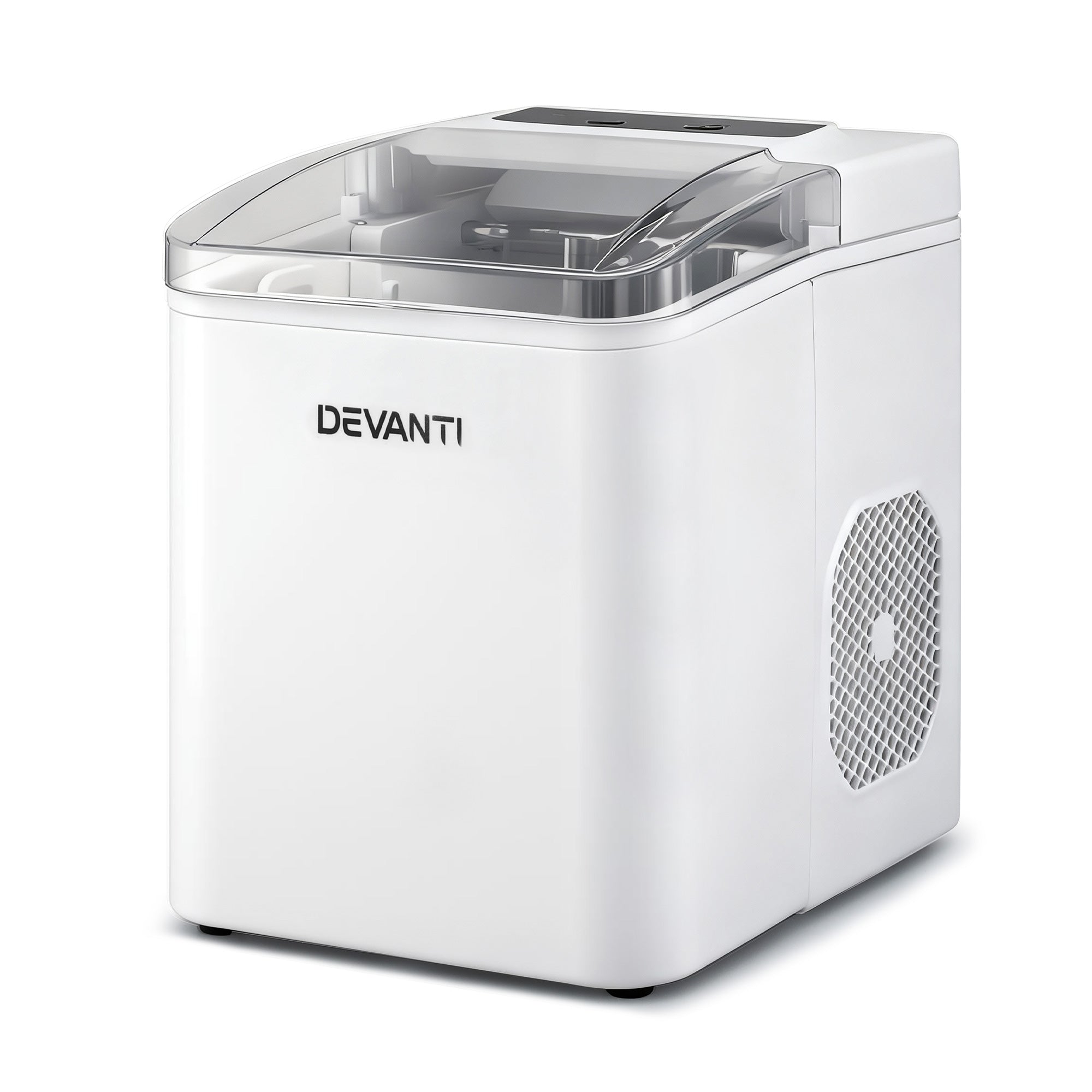 Devanti Portable Ice Maker – 12kg Daily Output, Self-Cleaning, White