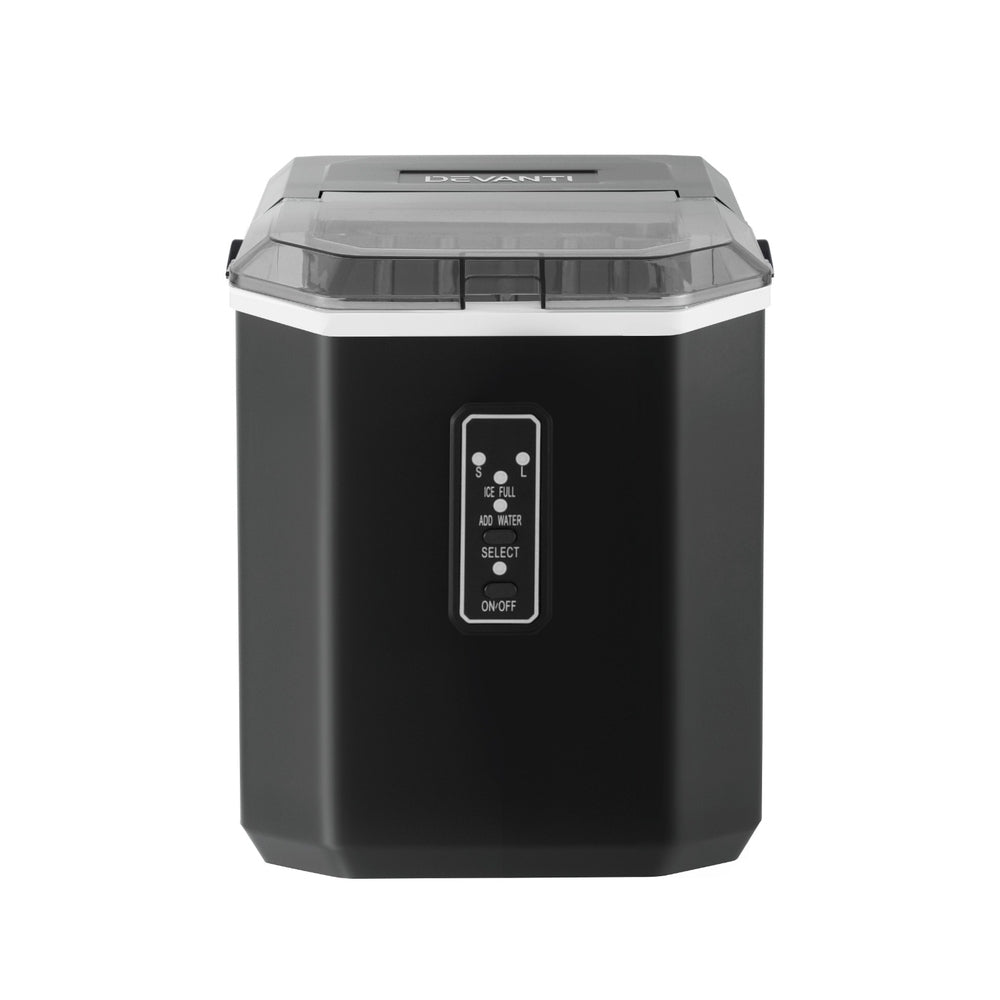 Devanti Portable Ice Maker – 12kg Daily Output, 1.3L Water Tank, Black