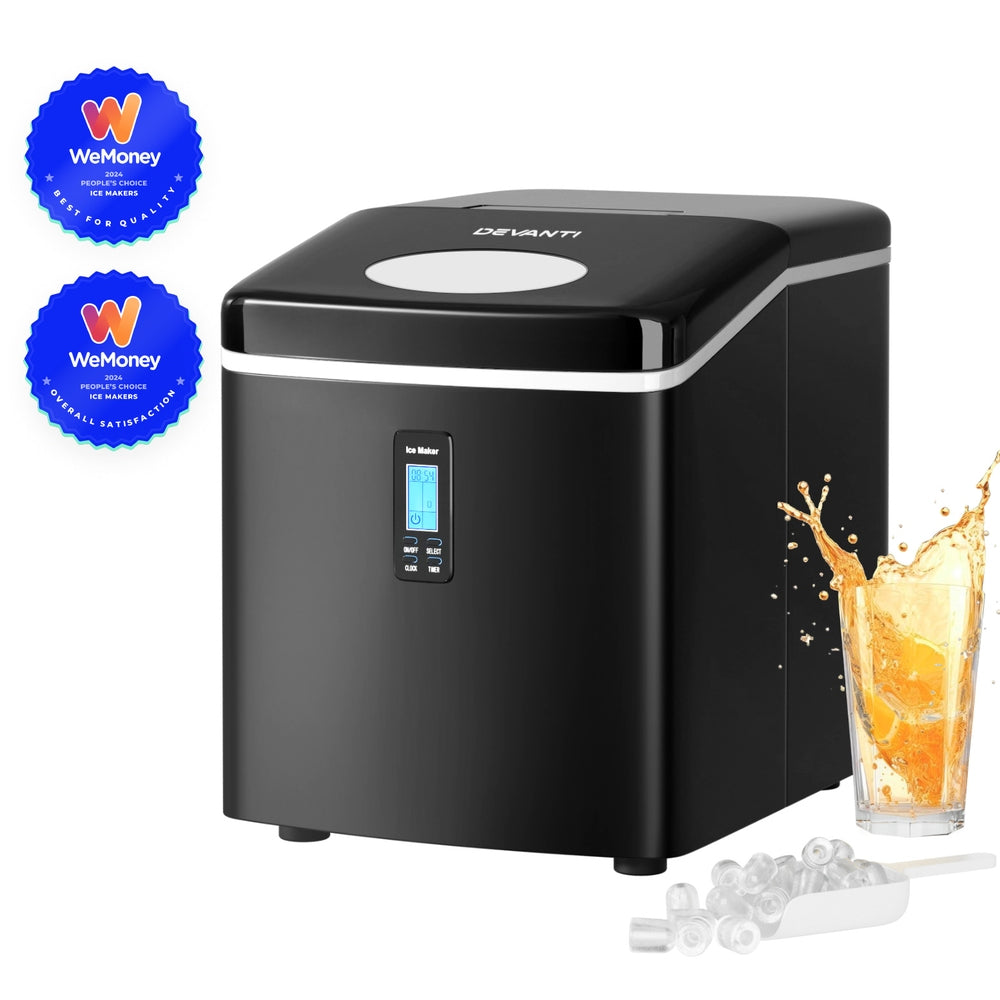 Devanti 15kg Portable Ice Maker – 3 Ice Sizes, Black