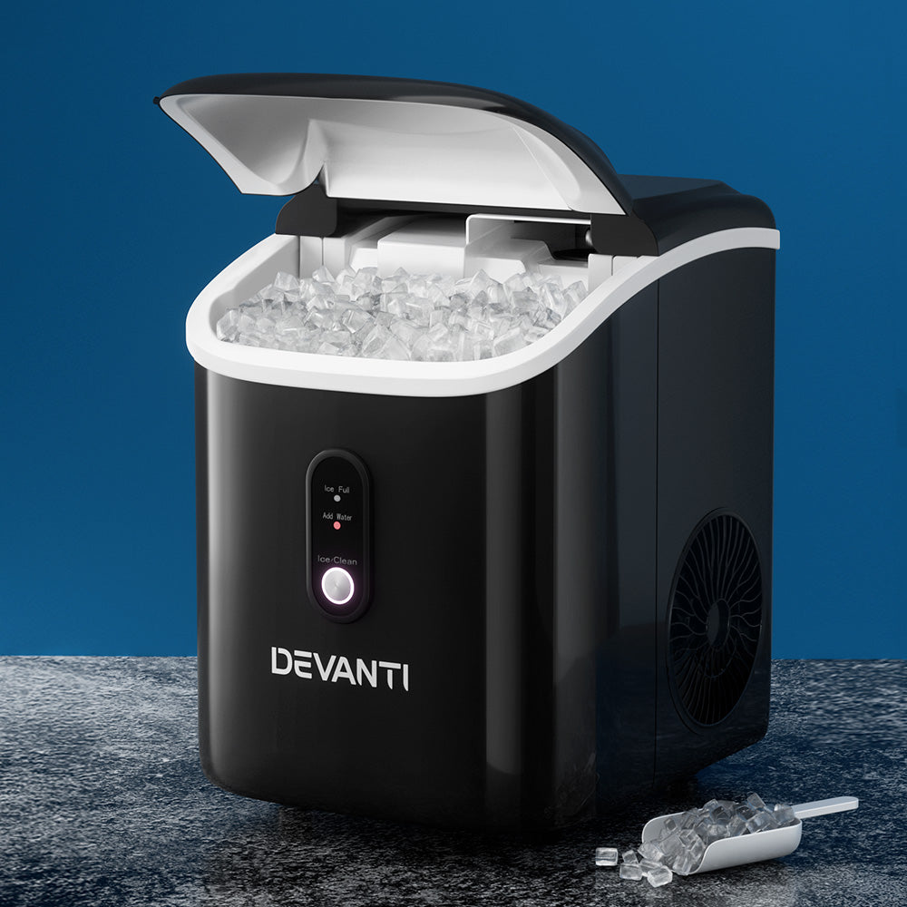 Devanti Nugget Ice Maker – 15kg Daily Output, Fast Ice, Black