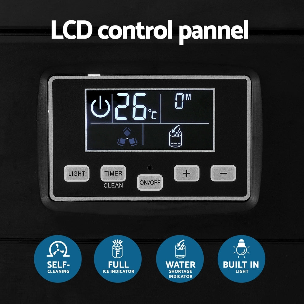 Devanti Commercial Ice Maker – 30kg Daily Output, Cubed Ice, Black