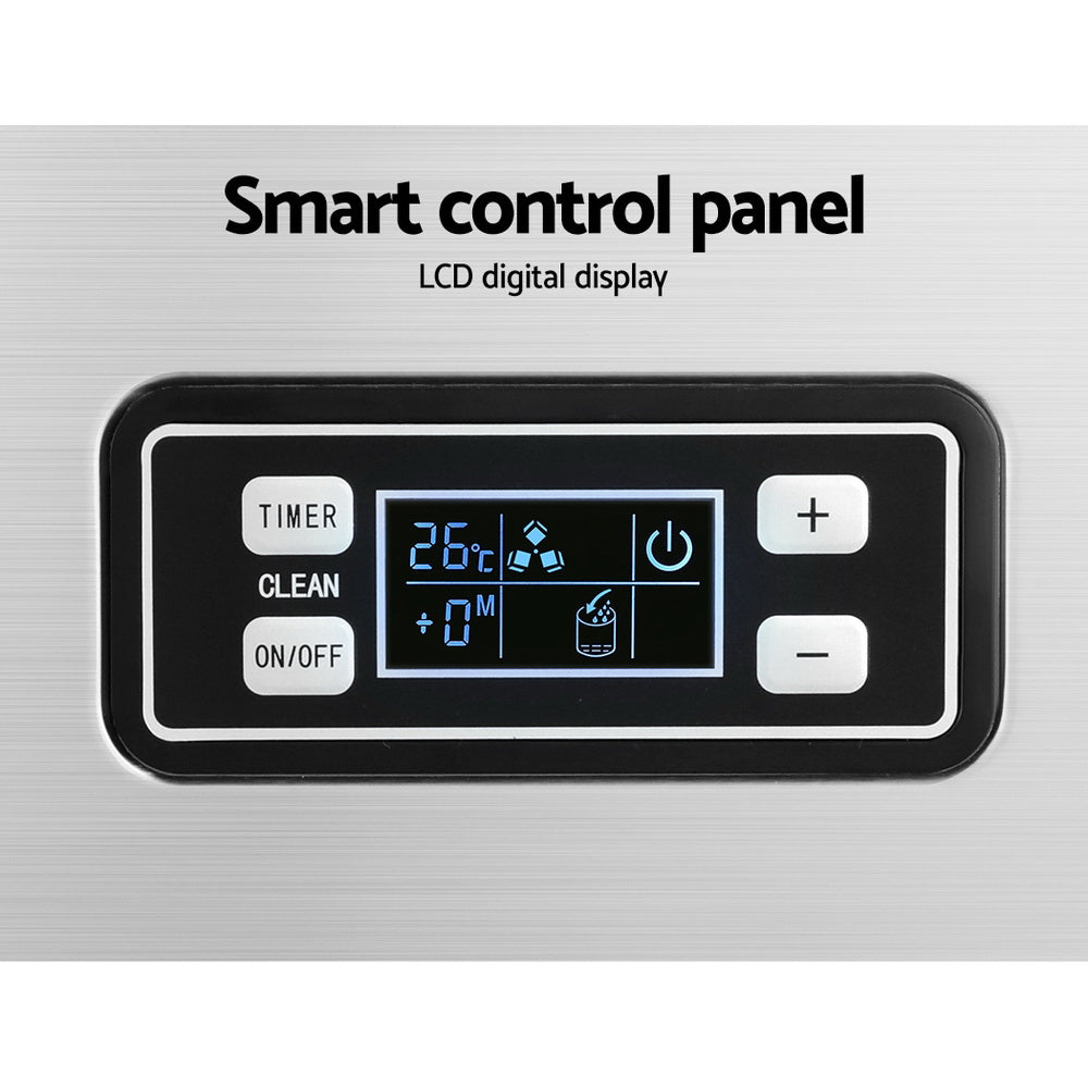 Devanti Commercial Ice Maker – 45kg Daily Output, Cubed Ice, Stainless Steel