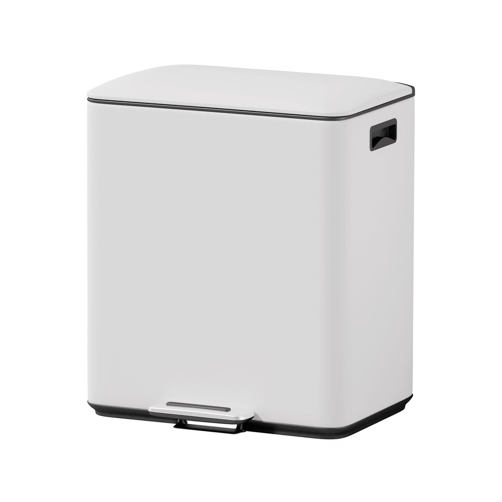 Cefito 40L Dual Compartment Pedal Bin for Waste & Recycling – White