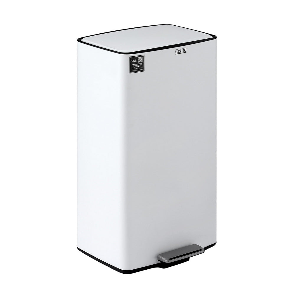 Cefito 40L Pedal Bin Waste & Recycling Rubbish Bin White