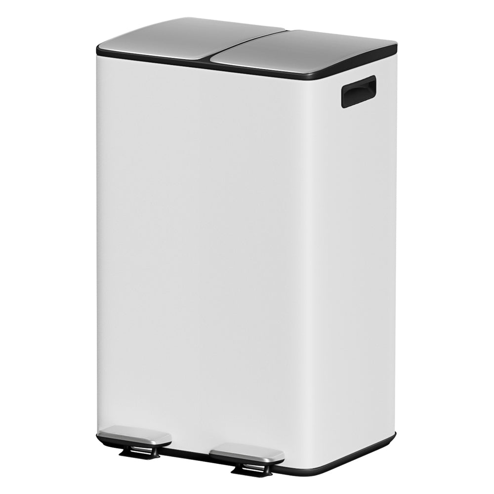 Cefito 60L Dual Compartment Pedal Bin Waste & Recycling Rubbish Bin White