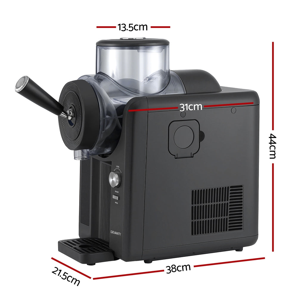 Devanti Slushie & Ice Cream Maker – 2L Capacity, No Pre-Freezing, Black