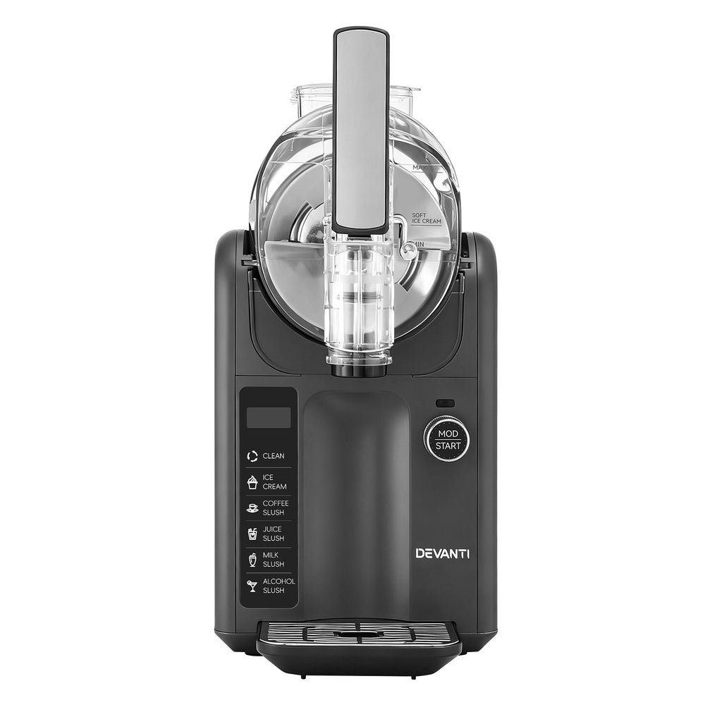 Devanti 5-in-1 Slushie & Ice Cream Maker – 2L Capacity, No Pre-Freezing, Grey